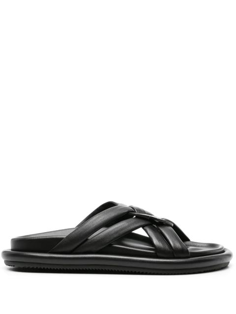 Moncler Bell crossover-strap leather slides - Black - zdjęcie produktu nr 1