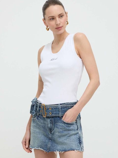 Karl Lagerfeld top bawełniany kolor biały - zdjęcie produktu nr 1