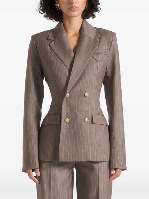 Manière De Voir Maia pinstripe double-breasted blazer - Brown - zdjęcie produktu nr 2