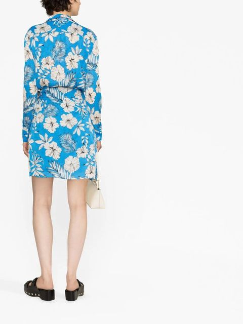 PINKO floral-print wrap style dress - Blue