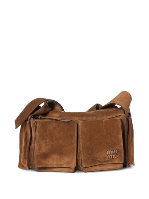 Miu Miu Utilitaire suede shoulder bag - Brown - zdjęcie produktu nr 1