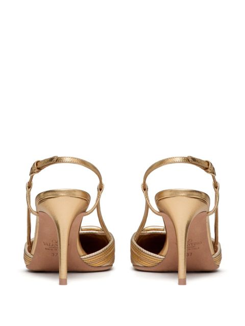 Valentino Garavani 80mm VLogo Signature slingback pumps - Gold