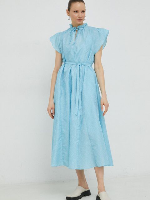 Samsoe Samsoe sukienka kolor niebieski maxi rozkloszowana - zdjęcie produktu nr 1