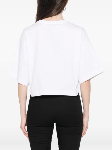 PINKO Borghetto embellished crop T-shirt - White