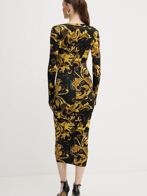 Versace Jeans Couture sukienka kolor czarny midi dopasowana 79HAO920 JS500