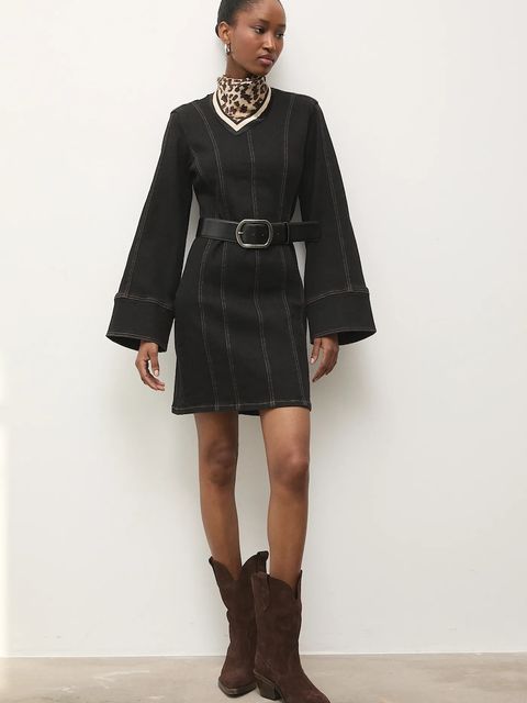 Answear.LAB botki zamszowe kolor brązowy na słupku