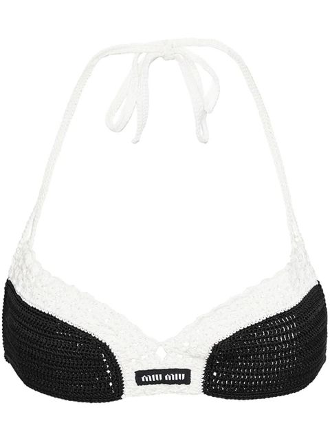Miu Miu crochet-knit triangle bralette - Black - zdjęcie produktu nr 1