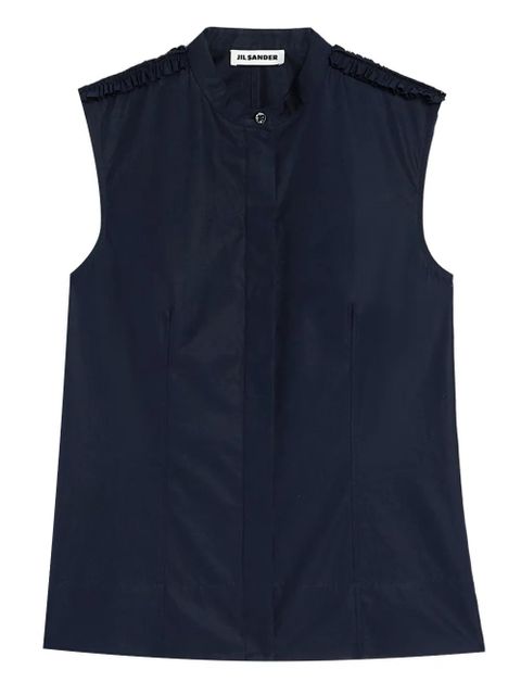 Jil Sander ruffled collarless shirt - Blue - zdjęcie produktu nr 1