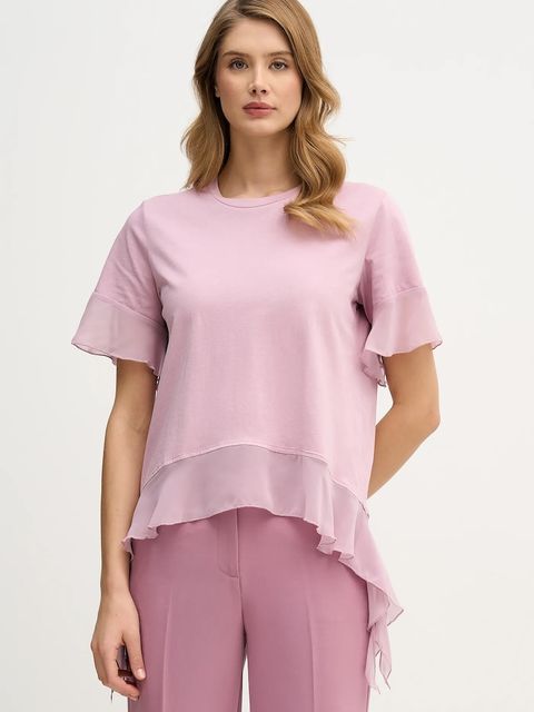 Sisley t-shirt bawełniany damski kolor różowy 3WHCL107U - zdjęcie produktu nr 1