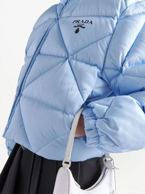 Prada quilted cropped down jacket - Blue
