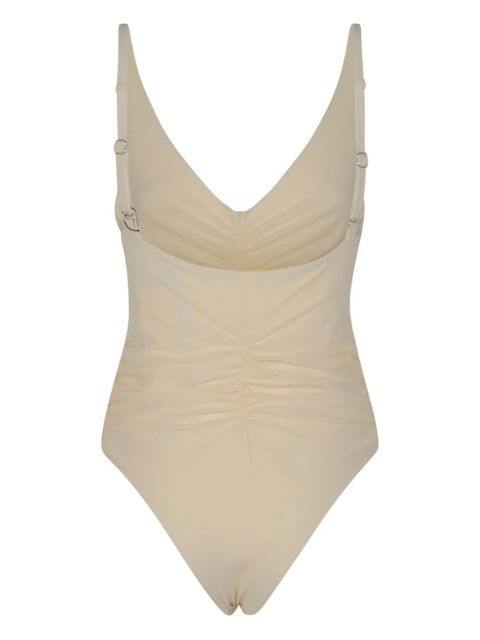Magda Butrym floral-appliqué swimsuit - Neutrals