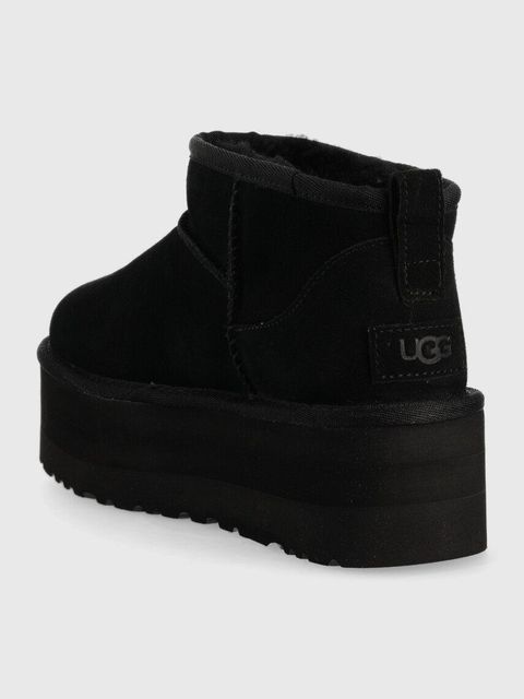 UGG śniegowce zamszowe W Classic Ultra Mini Platform kolor czarny 1135092.BLK - zdjęcie produktu nr 2