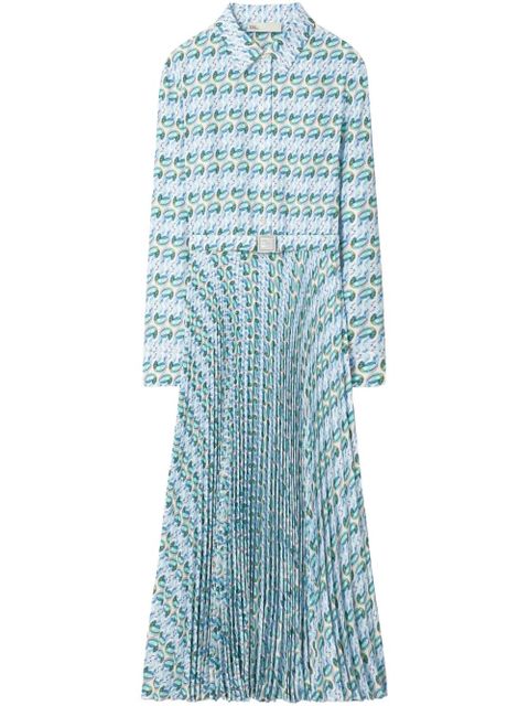 Tory Burch graphic-print twill dress - Blue - zdjęcie produktu nr 1