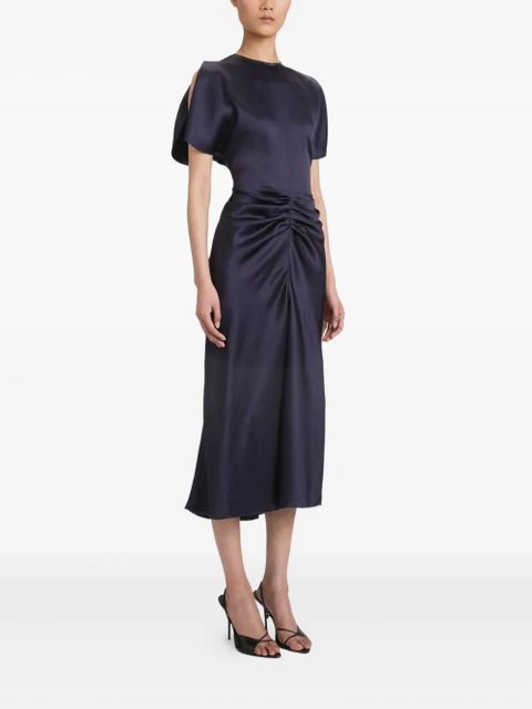 Victoria Beckham gathered-waist midi dress - Blue