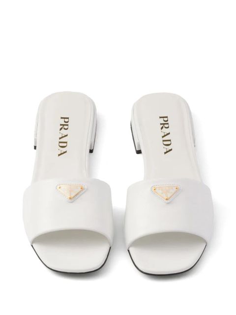 Prada Saffiano patent leather slides - White