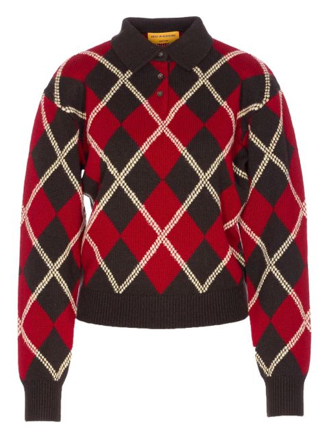 Guest In Residence diamond-pattern polo sweater - Brown - zdjęcie produktu nr 1