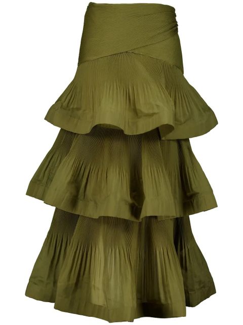 ZIMMERMANN ruffle-detailing cotton skirt - Green - zdjęcie produktu nr 1
