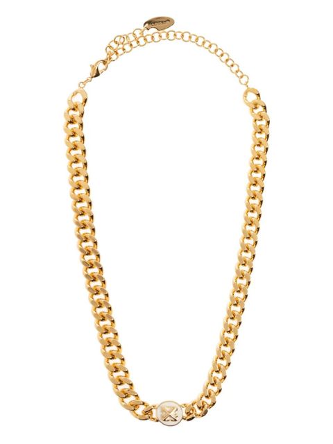 Off-White curb-chain logo-plaque necklace - Gold