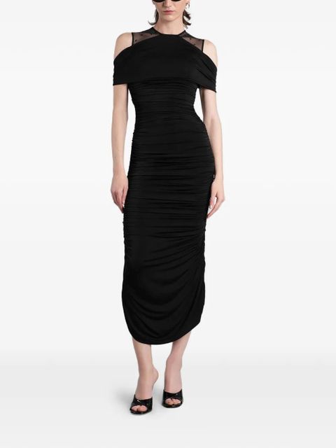 Marine Serre ruched off-shoulder dress - Black - zdjęcie produktu nr 2