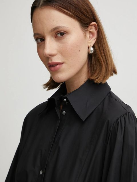 Karl Lagerfeld sukienka bawełniana kolor czarny midi prosta A1W13018