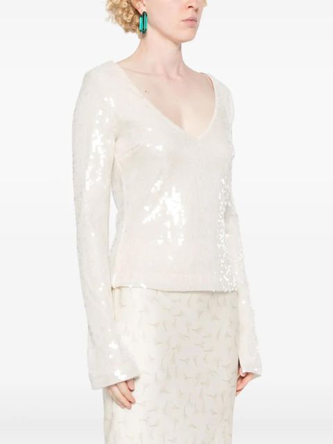 ROTATE BIRGER CHRISTENSEN V-neck top - Neutrals