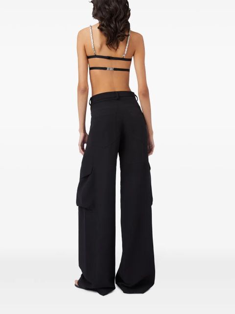 GCDS high-waisted gabardine cargo trousers - Black