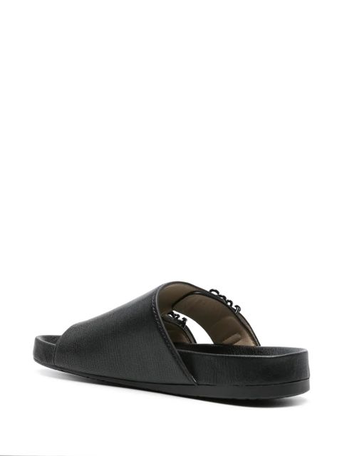 LOEWE Anagram-buckle leather slides - Black