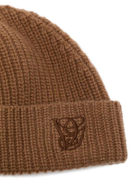 Valentino Garavani logo-embroidered beanie - Brown