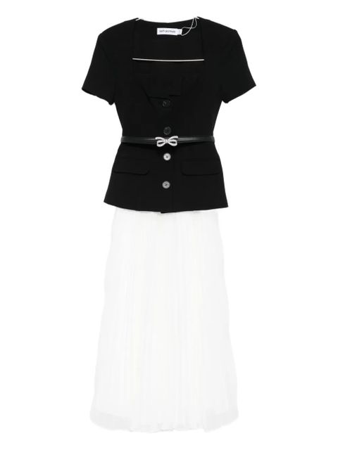 Self-Portrait short sleeve midi dress - Black