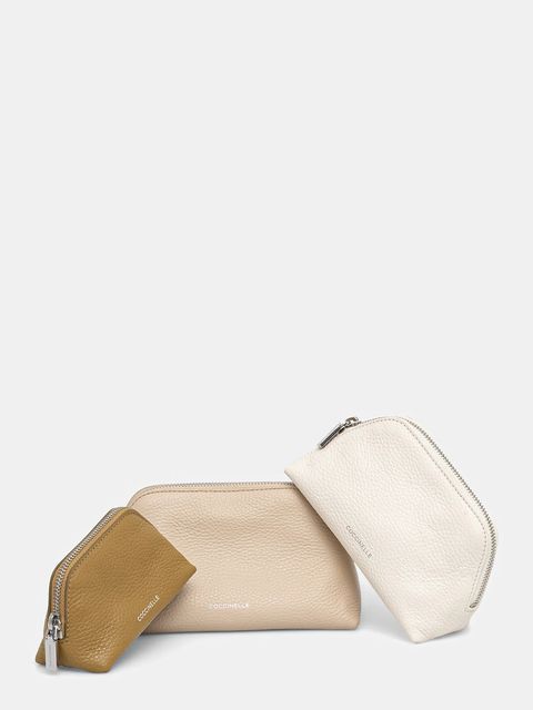 Coccinelle kosmetyczka skórzana 3-pack kolor beżowy E5.TMF.25.04.01