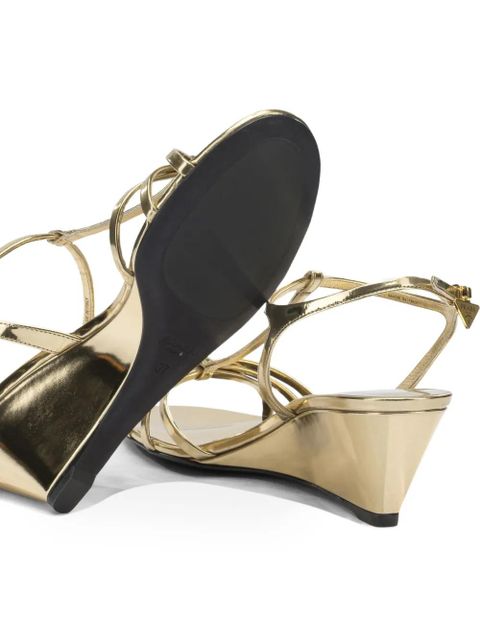 Prada metallic-effect wedge sandals - Gold