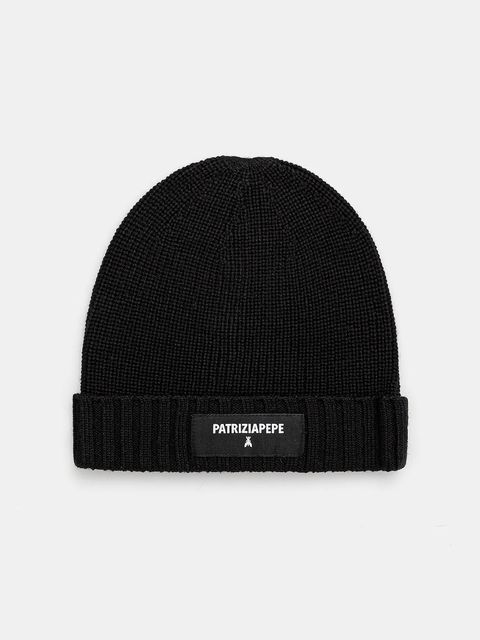 Patrizia Pepe czapka z dodatkiem wełny kolor czarny 2F0111 K9O3A - zdjęcie produktu nr 1