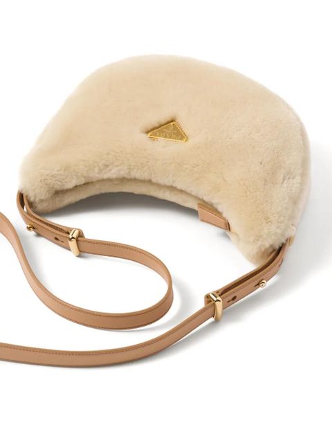 Prada Arqué shearling shoulder bag - Neutrals