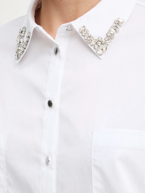 Morgan koszula damska kolor biały relaxed z kołnierzykiem klasycznym CRISTO