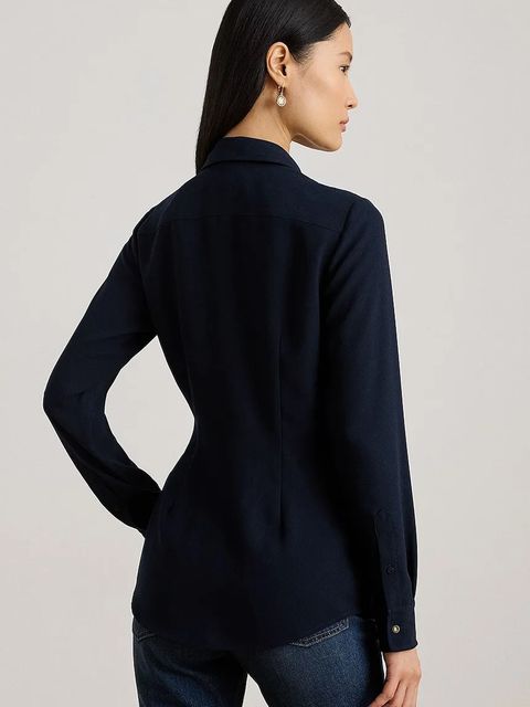 Lauren Ralph Lauren koszula damskie kolor granatowy regular z kołnierzykiem klasycznym 200P03577 - zdjęcie produktu nr 2