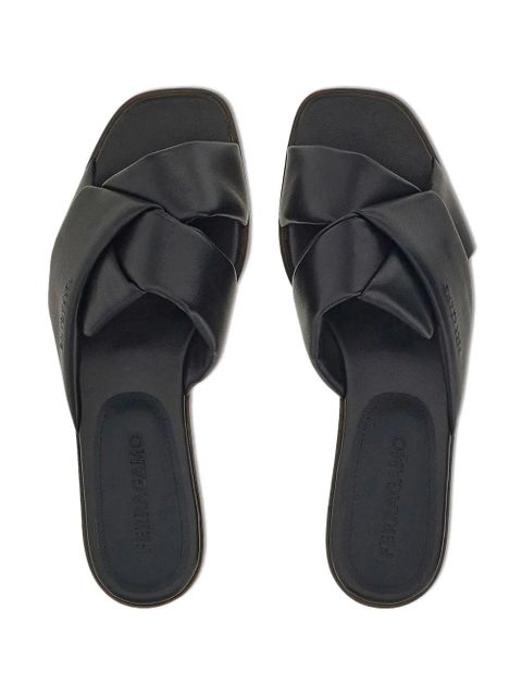Ferragamo knot-detail leather slides - Black