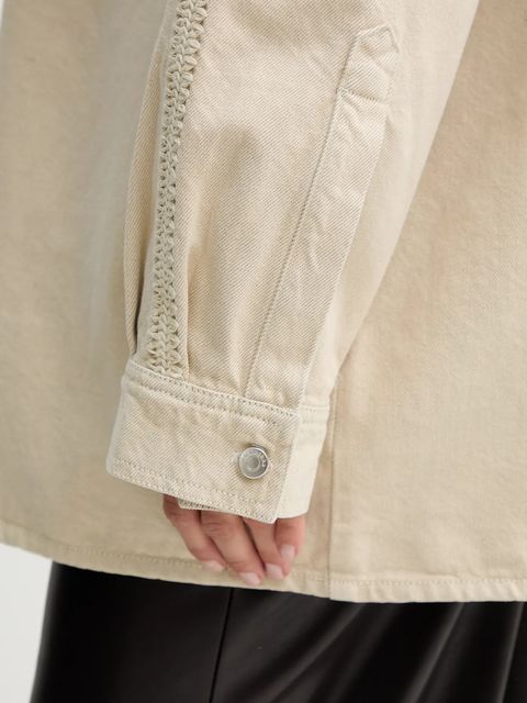 Nanushka koszula jeansowa damska kolor beżowy relaxed z kołnierzykiem klasycznym NW25PFJK13873