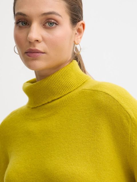 United Colors of Benetton sweter damski kolor żółty lekki z golfem 11CZD204F