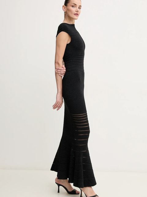 Herve Leger sukienka Camila kolor czarny maxi dopasowana MOS8513513