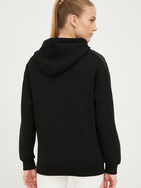 Guess bluza BRENDA damska kolor czarny z kapturem z aplikacją V2YQ18 K7UW2