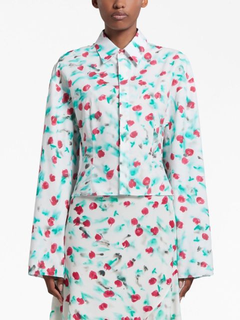Marni floral-print cotton shirt - White