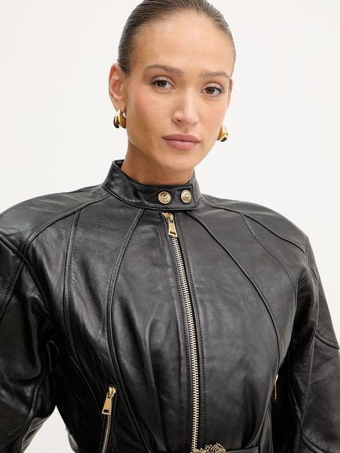 Versace Jeans Couture ramoneska skórzana kolor czarny przejściowa 79HAVP03 CP021