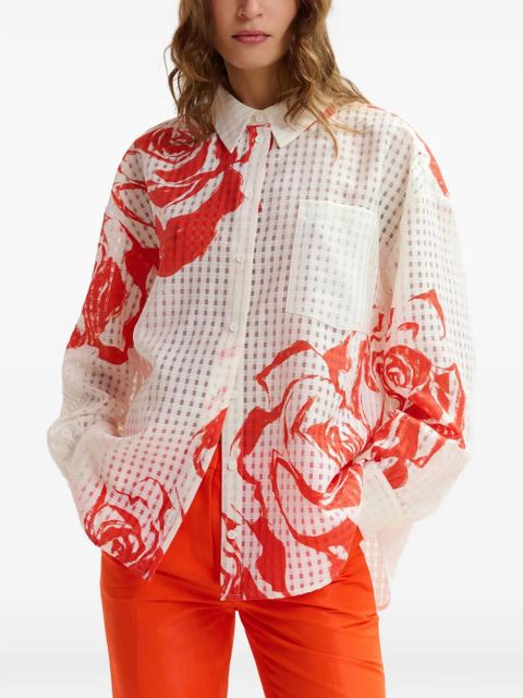 Essentiel Antwerp floral-print pocket shirt - White