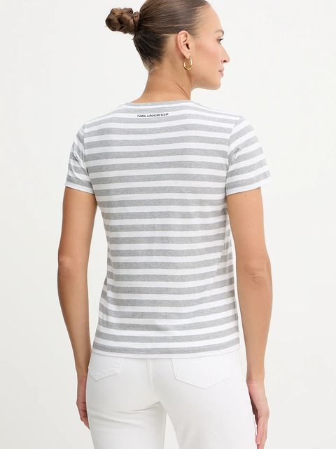 Karl Lagerfeld t-shirt bawełniany IKON damski kolor szary B1W17037