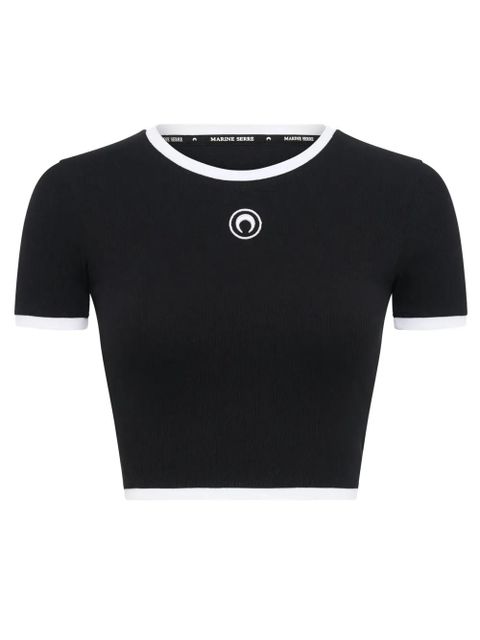 Marine Serre moon-logo crop top - Black - zdjęcie produktu nr 2