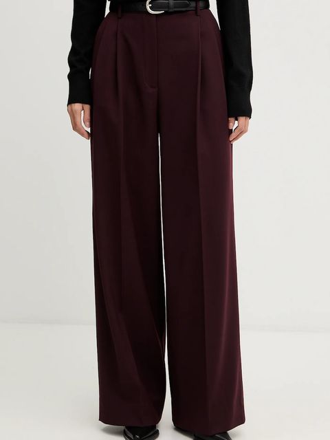 Filippa K spodnie z dodatkiem wełny kolor bordowy szerokie high waist 32511 - zdjęcie produktu nr 1