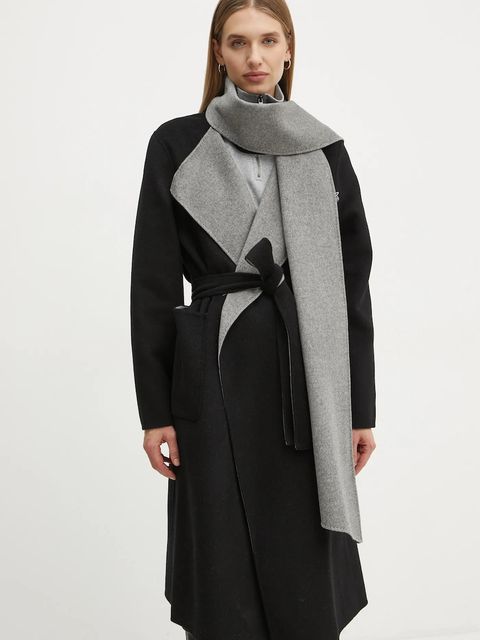 Karl Lagerfeld płaszcz wełniany dwustronny kolor czarny przejściowy A1W15018 - zdjęcie produktu nr 1