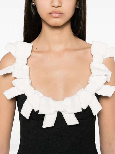 SHUSHU/TONG bow-embellished flap-pocket mini dress - Blue