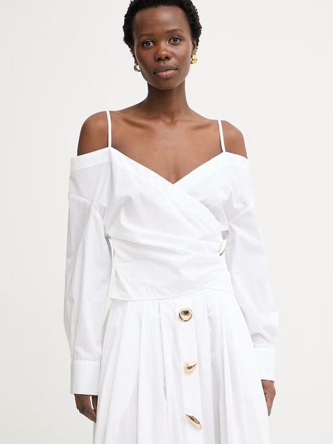 Simona Corsellini koszula kopertowa damska bawełniana - zdjęcie produktu nr 2