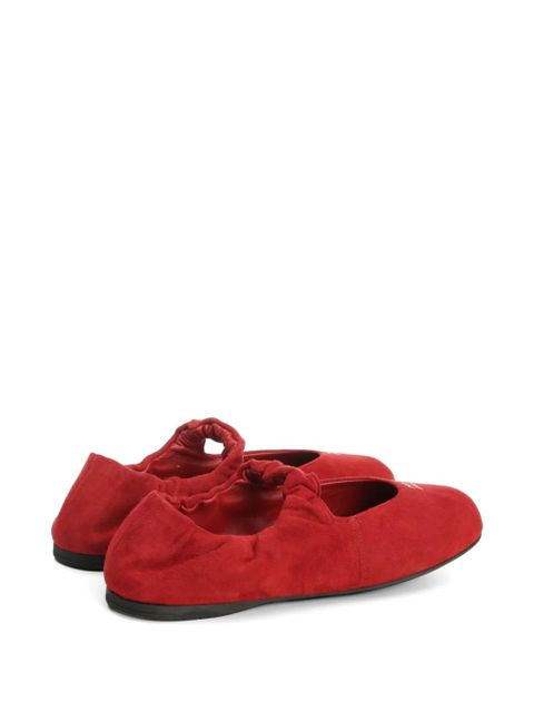 Miu Miu ruffled suede ballet flats - Red